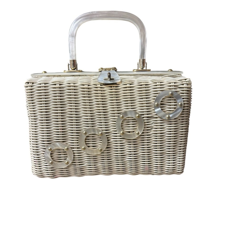 Vintage Lucite Wicker Bag
